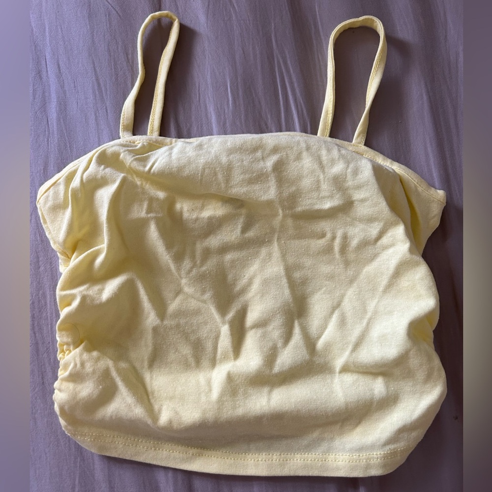 Yellow crop top with scrunches on the side